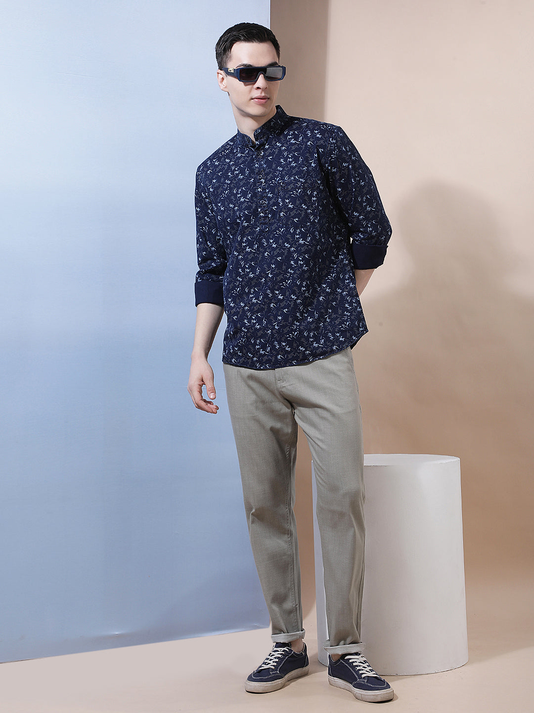 Olive Floral Print 100% Cotton Kurta