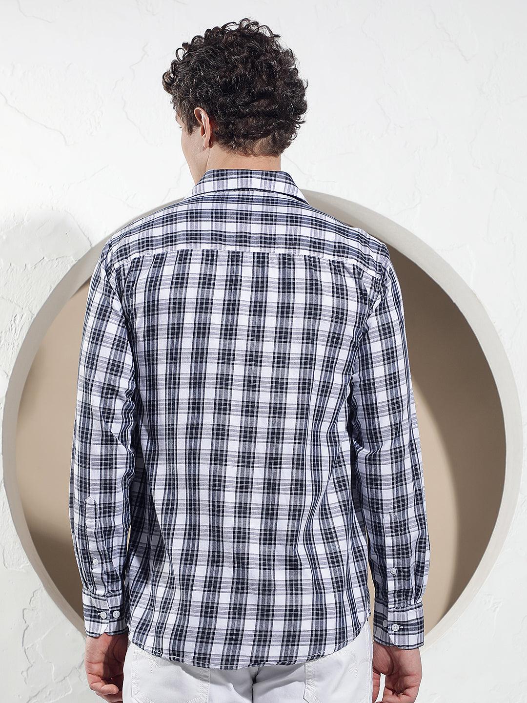 Navy Blue Checked Shirt