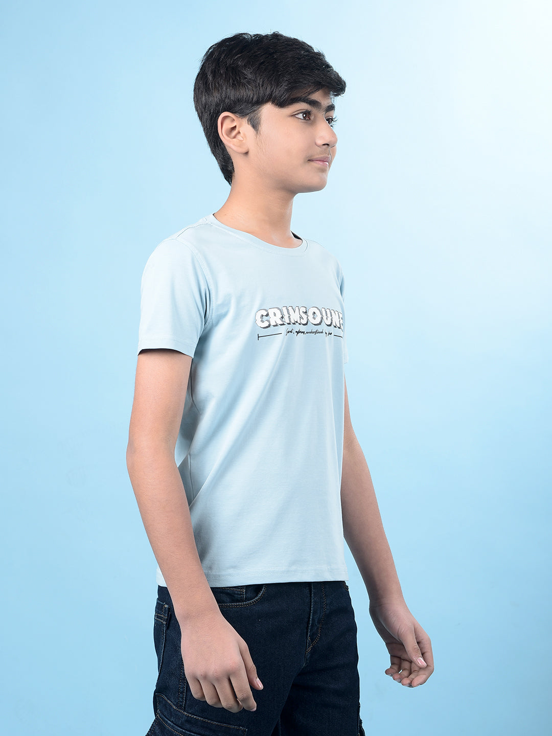 Blue Typographic Print T-Shirt