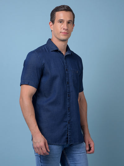 Blue 100% Cotton Denim Shirt