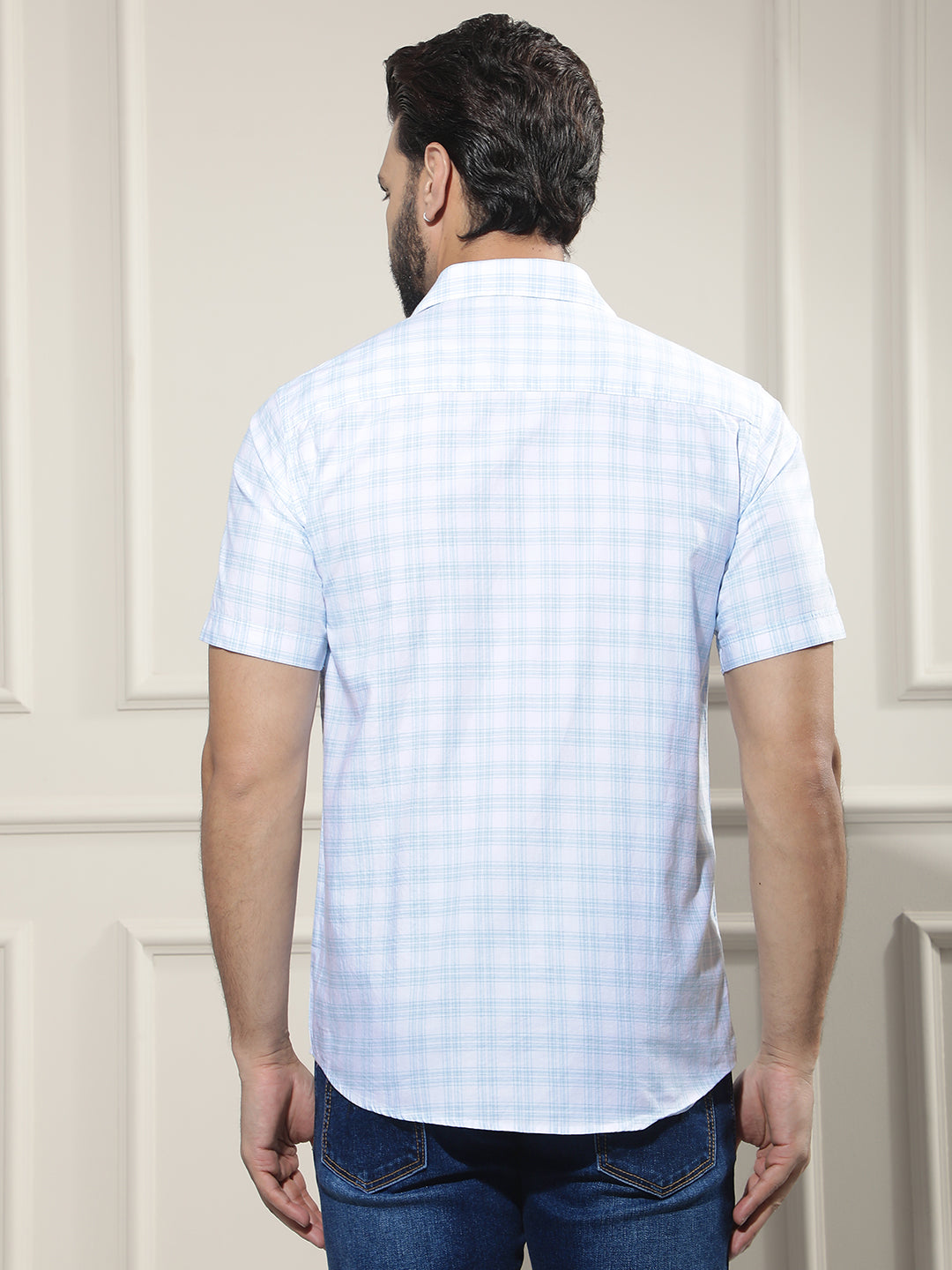 Blue Checked 100% Cotton Shirt