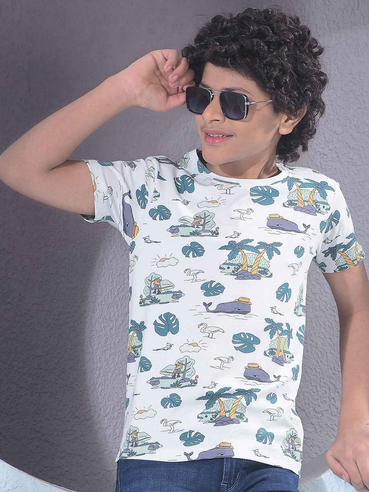 White Graphic Print T-Shirt