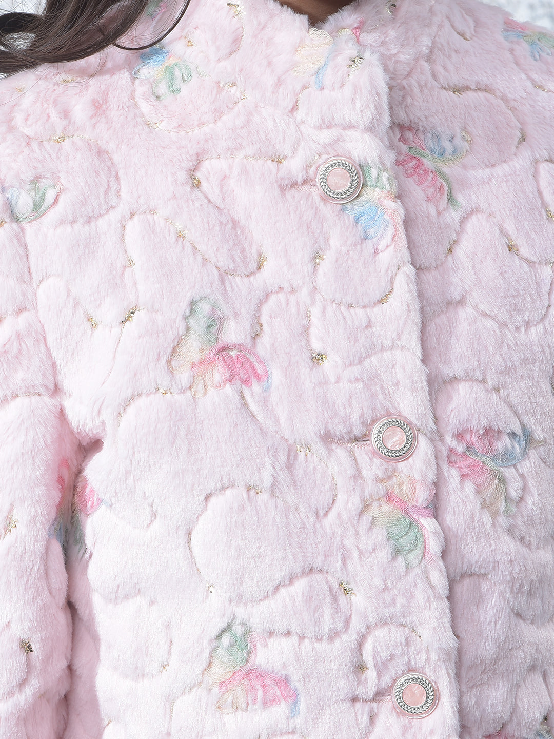 Blush Pink Cozy Embroidered Coat