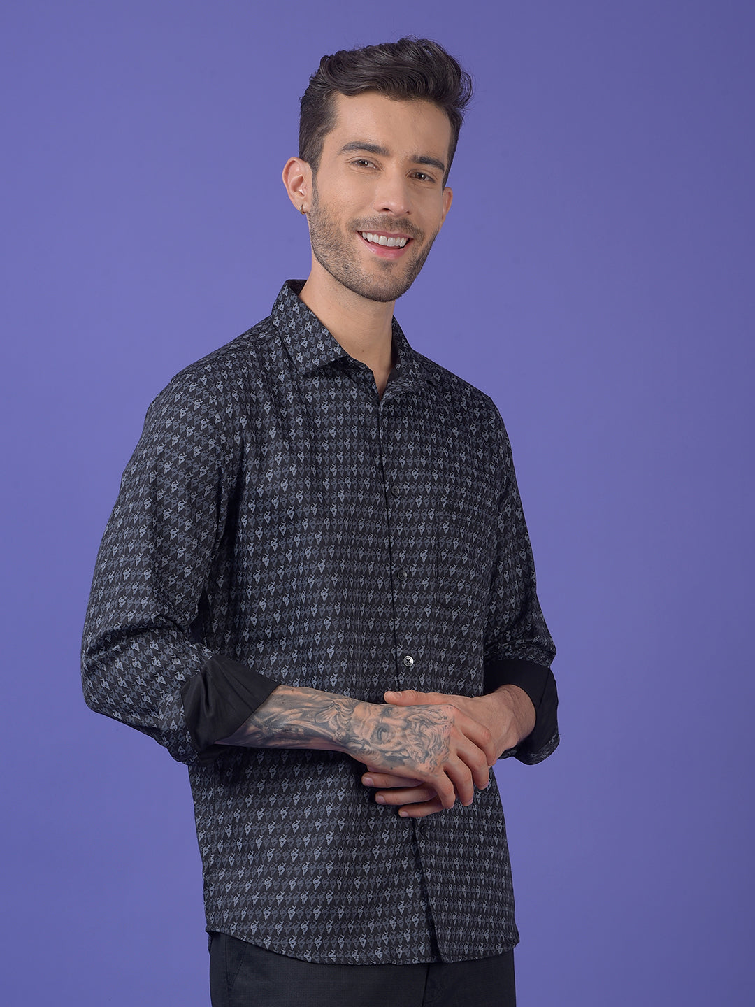 Navy Blue Printed Shirt