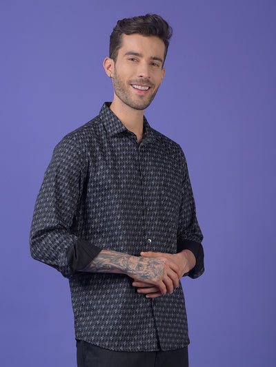 Navy Blue Printed Shirt