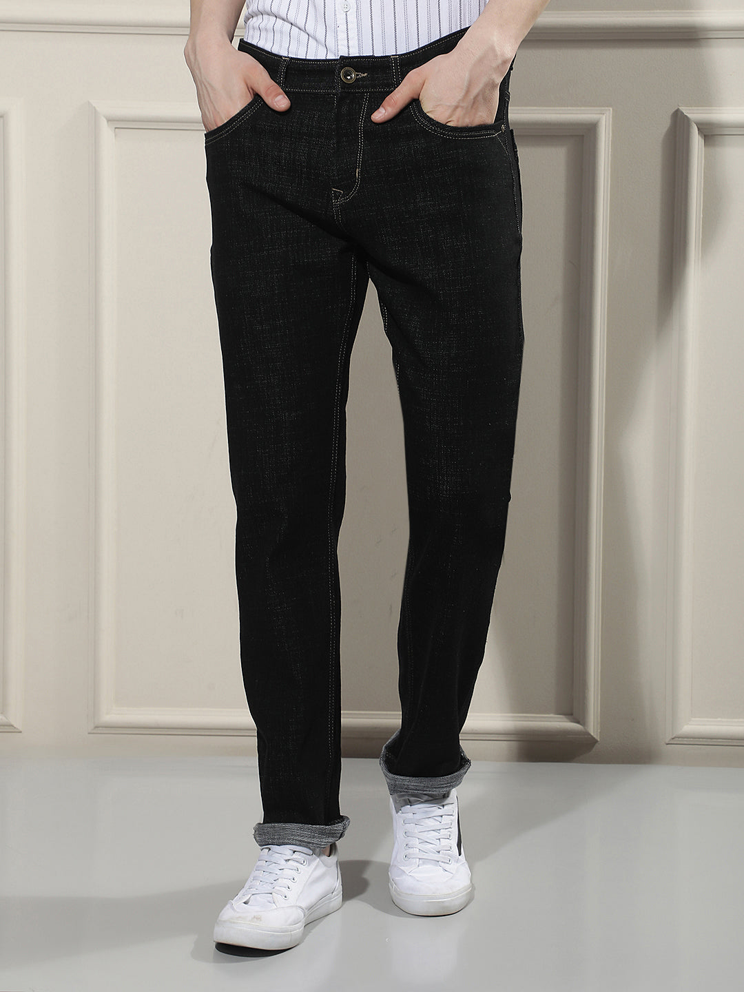 Refined Raven Black Straight Jeans