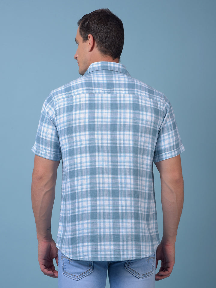 Blue Checked 100% Cotton Shirt