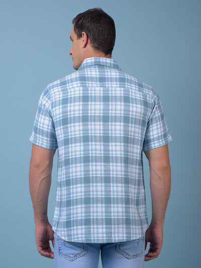 Blue Checked 100% Cotton Shirt
