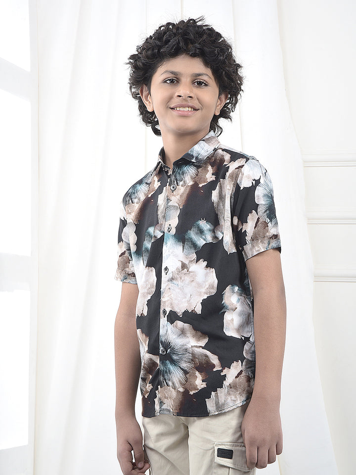 Brown Floral Print Shirt