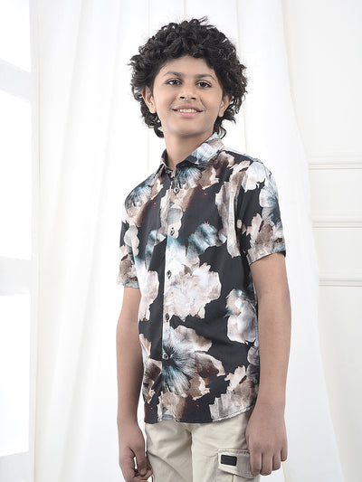 Brown Floral Print Shirt