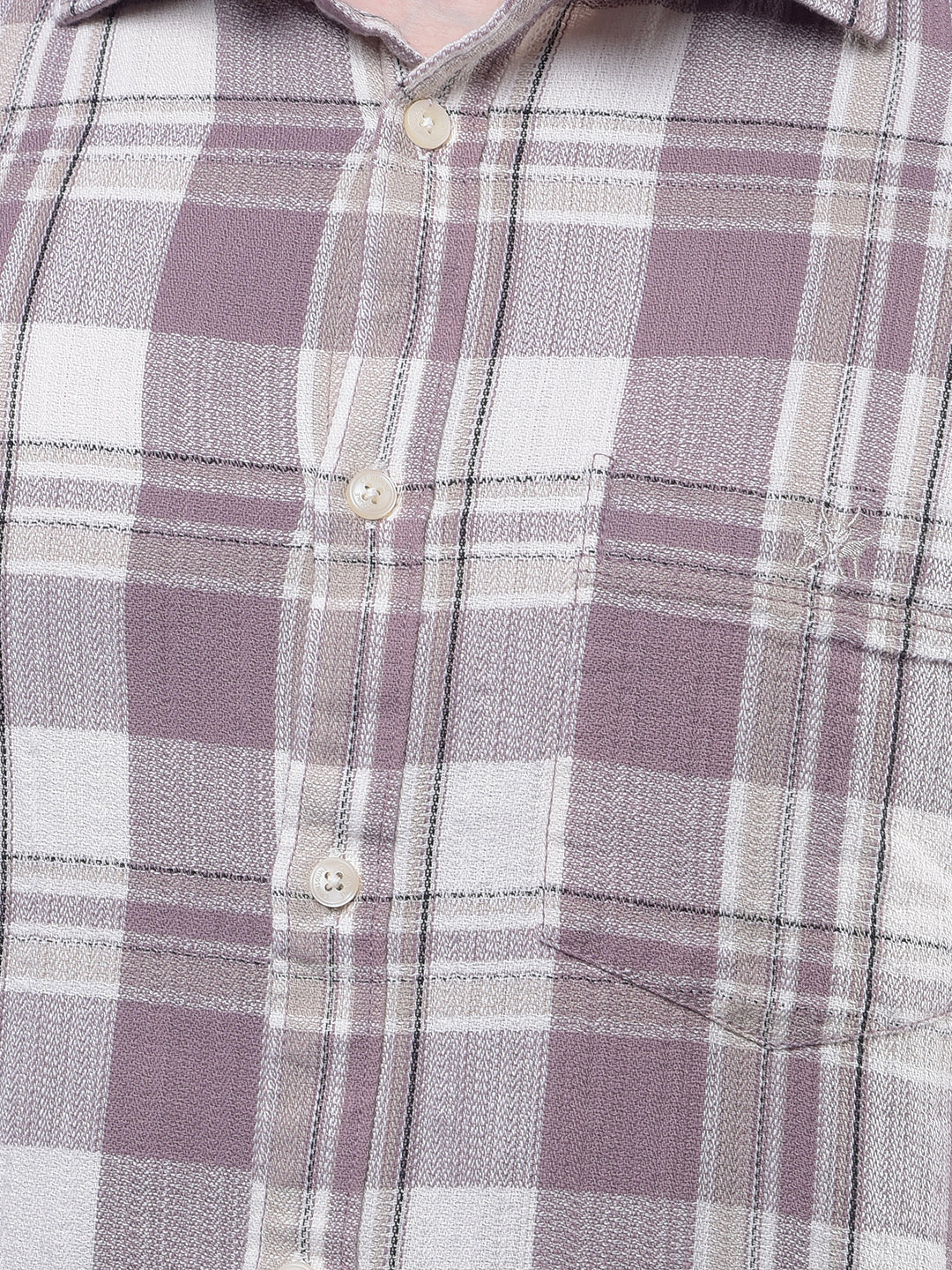 Purple Checked 100% Cotton Shirt
