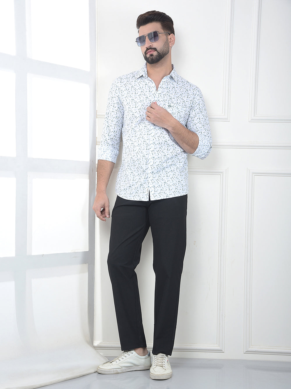 White Printed 100% Cotton Shirt