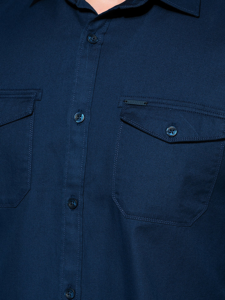 Blue 100% Cotton Shirt-Men Shirts-Crimsoune Club