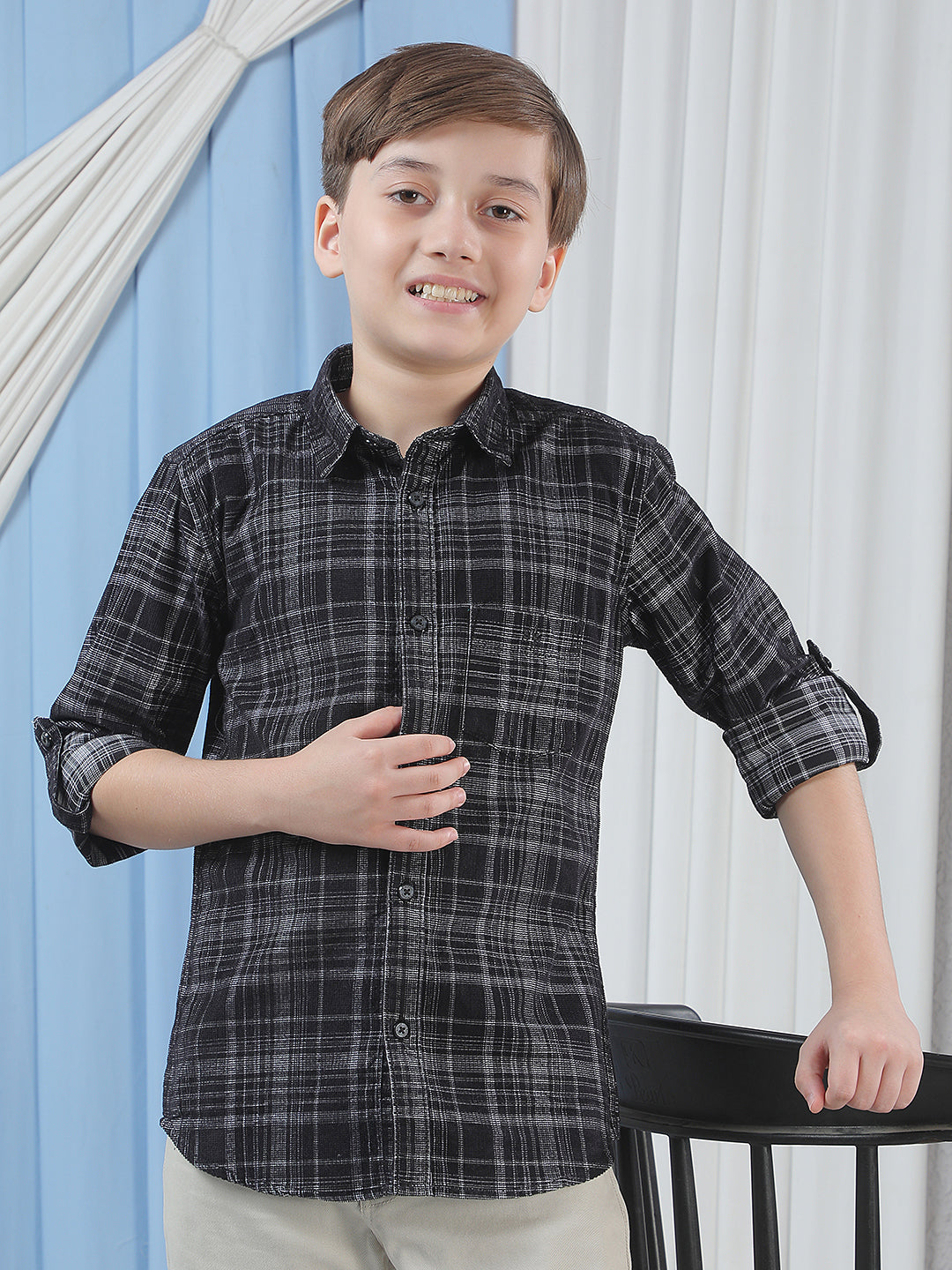 Multi-Color 100% Cotton Corduroy Check-Shirt
