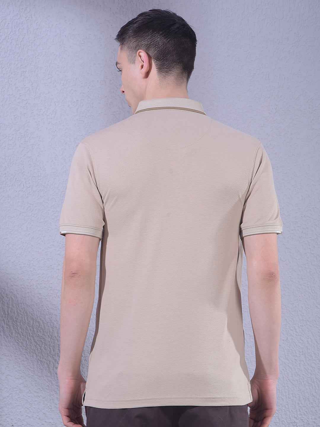 Beige Polo Neck T-Shirt