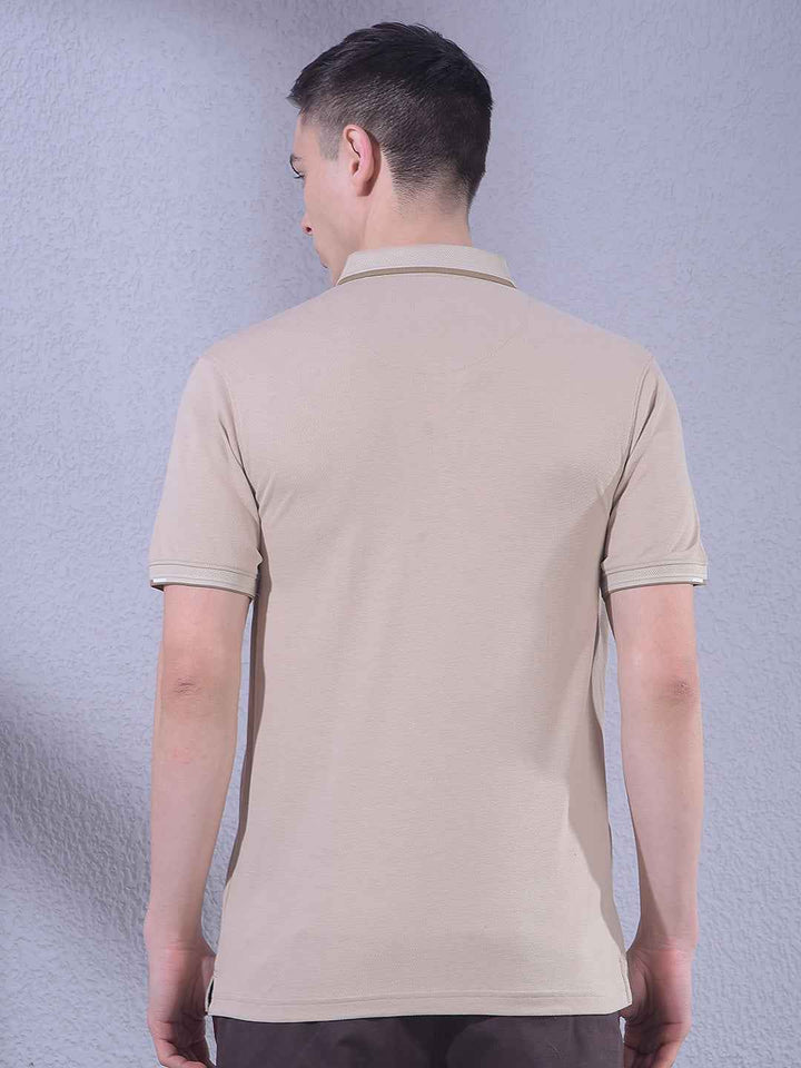 Beige Polo Neck T-Shirt
