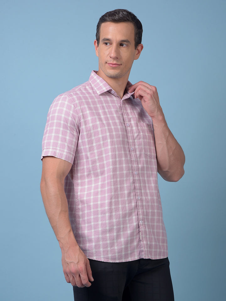 Purple Checked 100% Cotton Shirt