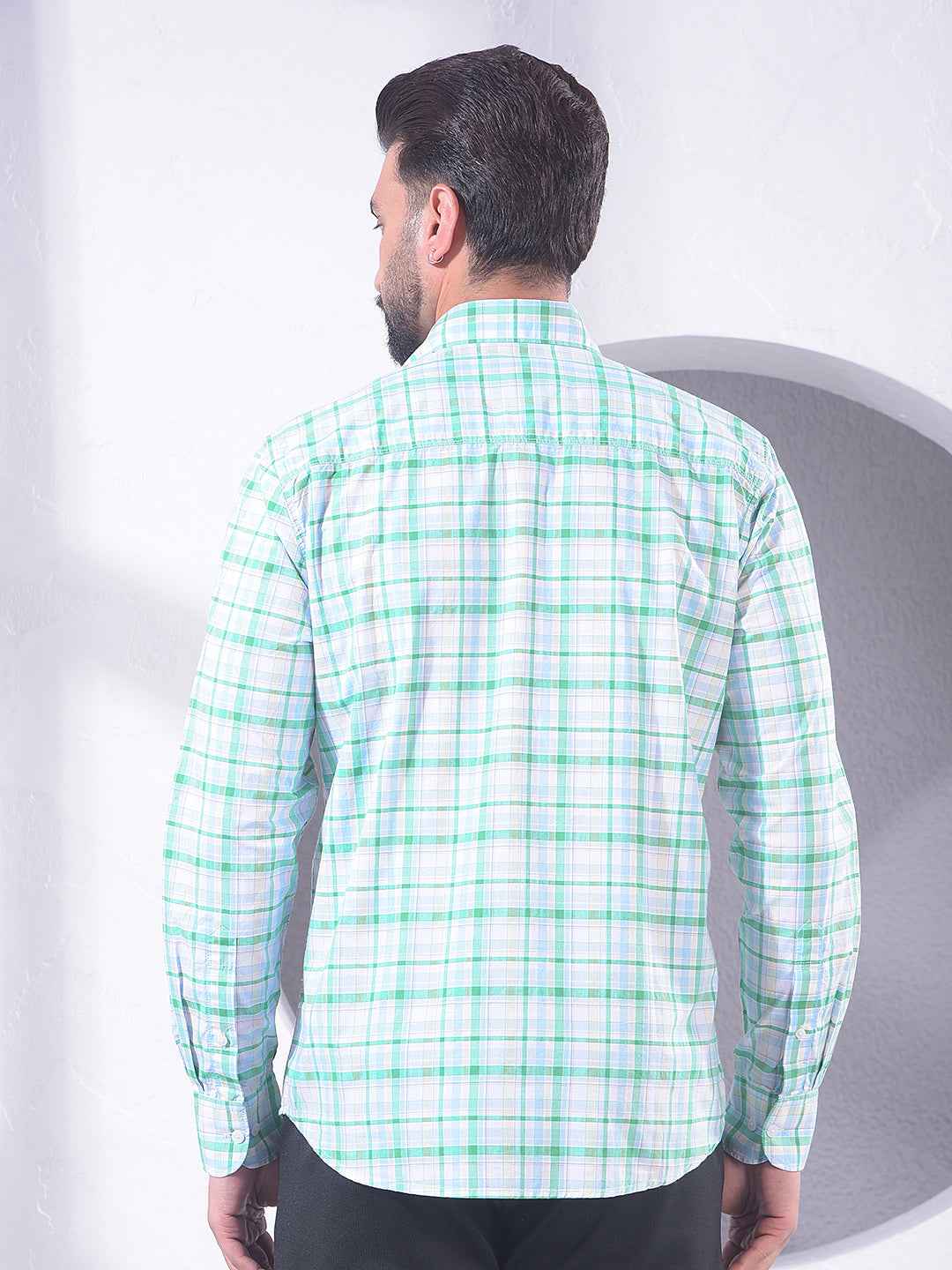Green Checked 100% Cotton Shirt