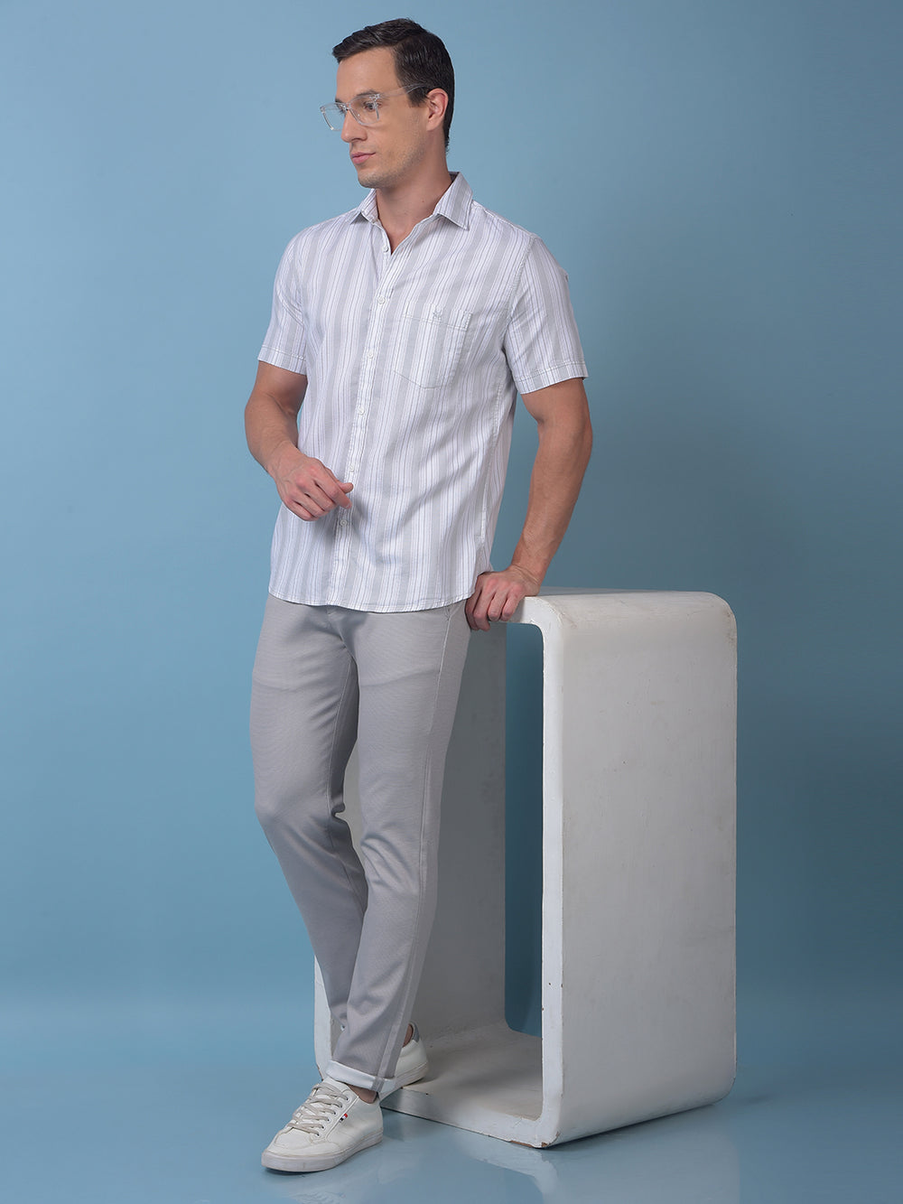 Green Vertical Stripes 100% Cotton Shirt