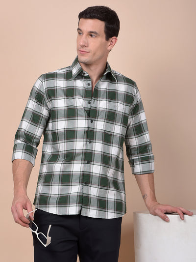 Green Checked 100% Cotton Shirt
