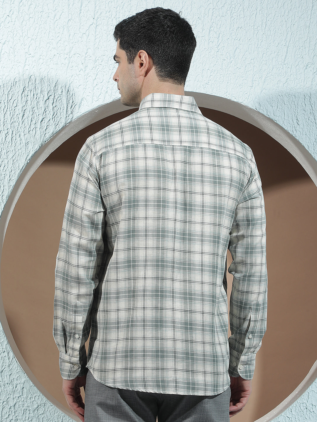 Forest Green Linen Checked Shirt