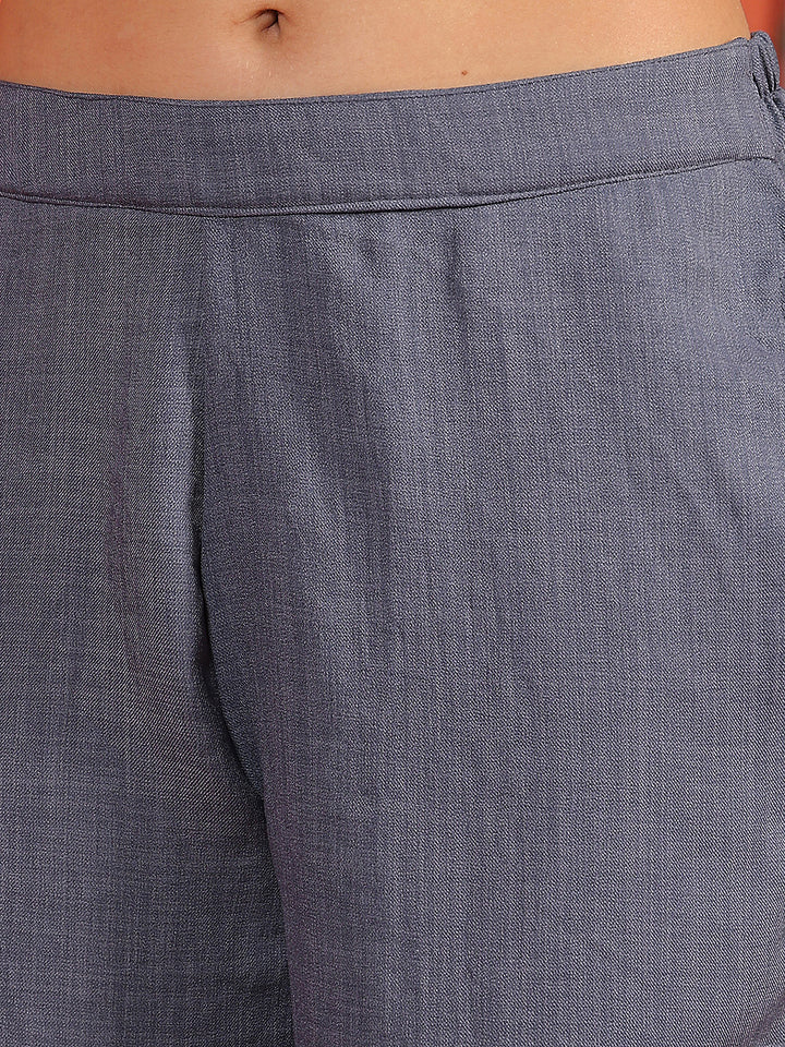 Blue Wide Leg Casual Trousers