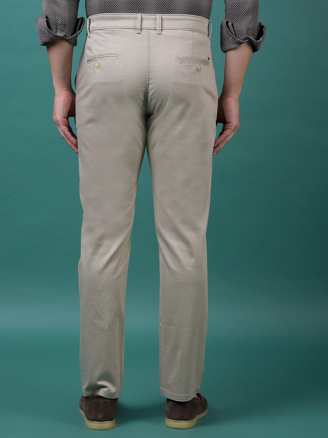 Beige Printed Trousers