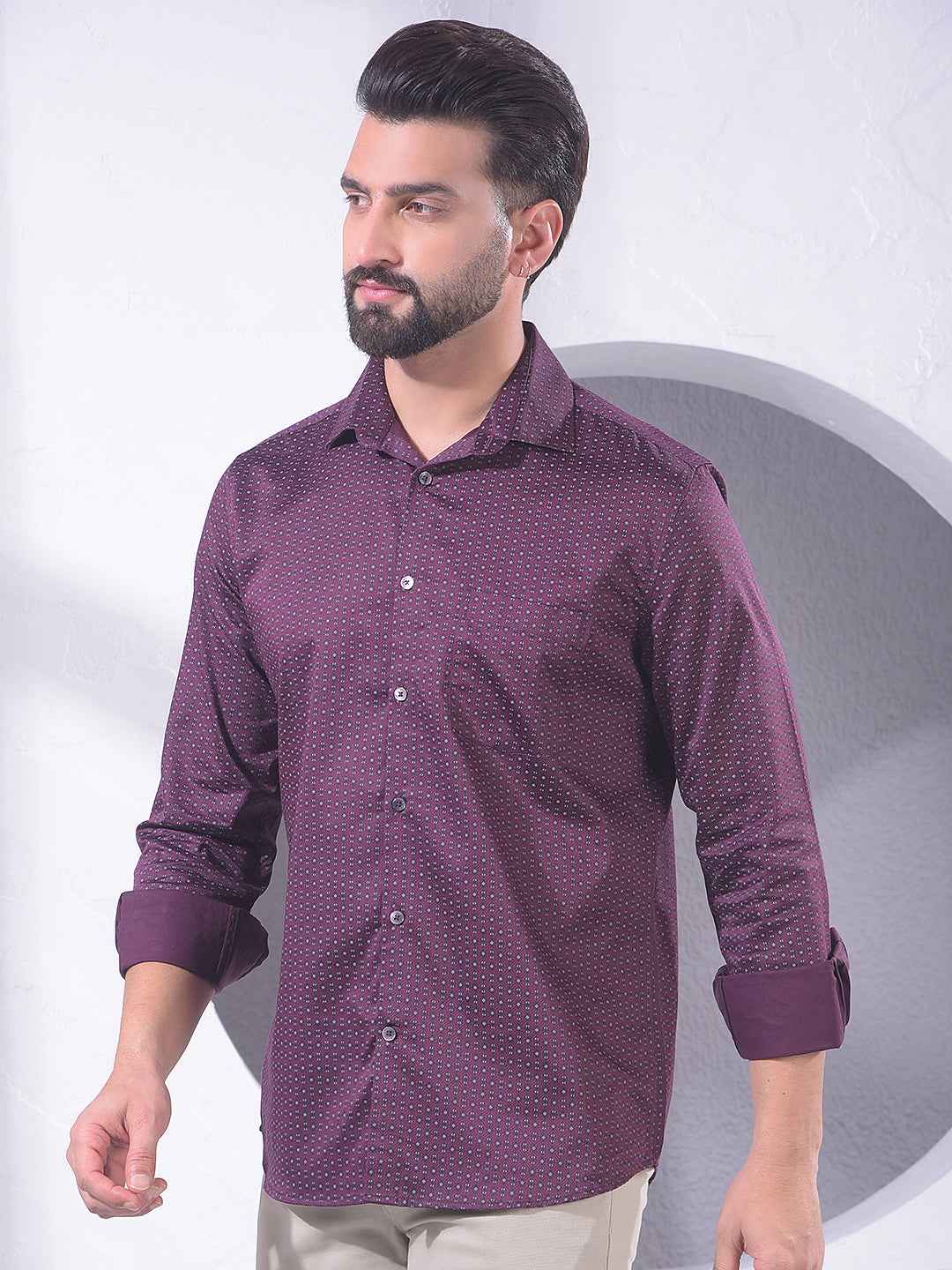 Wine Abstract Print Shirt