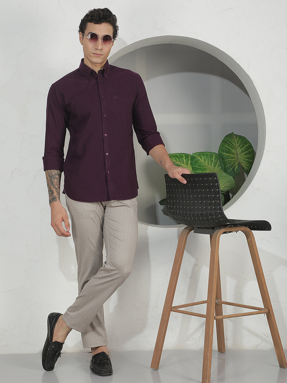 Wine 100% Cotton Shirt