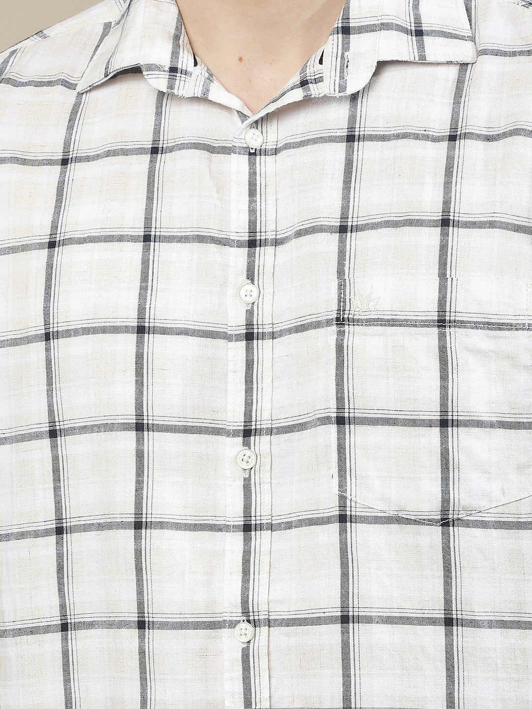 White Checked Linen Shirt