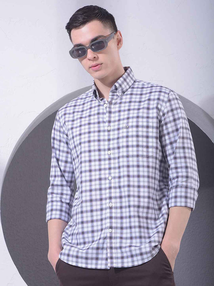 Brown Checked 100% Cotton Shirt