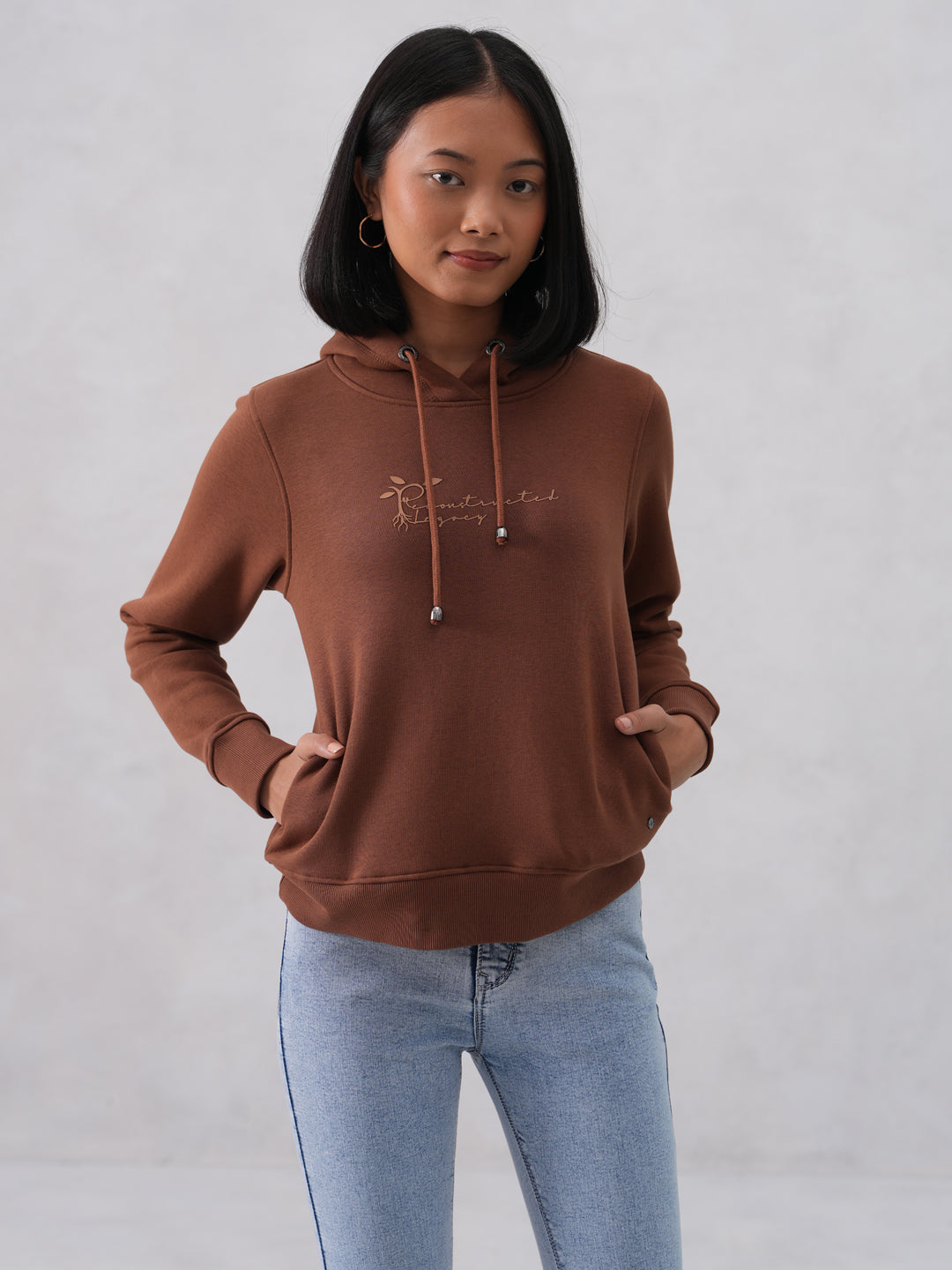 Brown Hooded Neck Sweatshirt