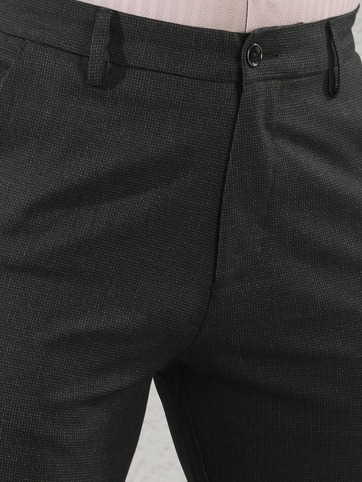 Chic Jet Black Printed Trousers