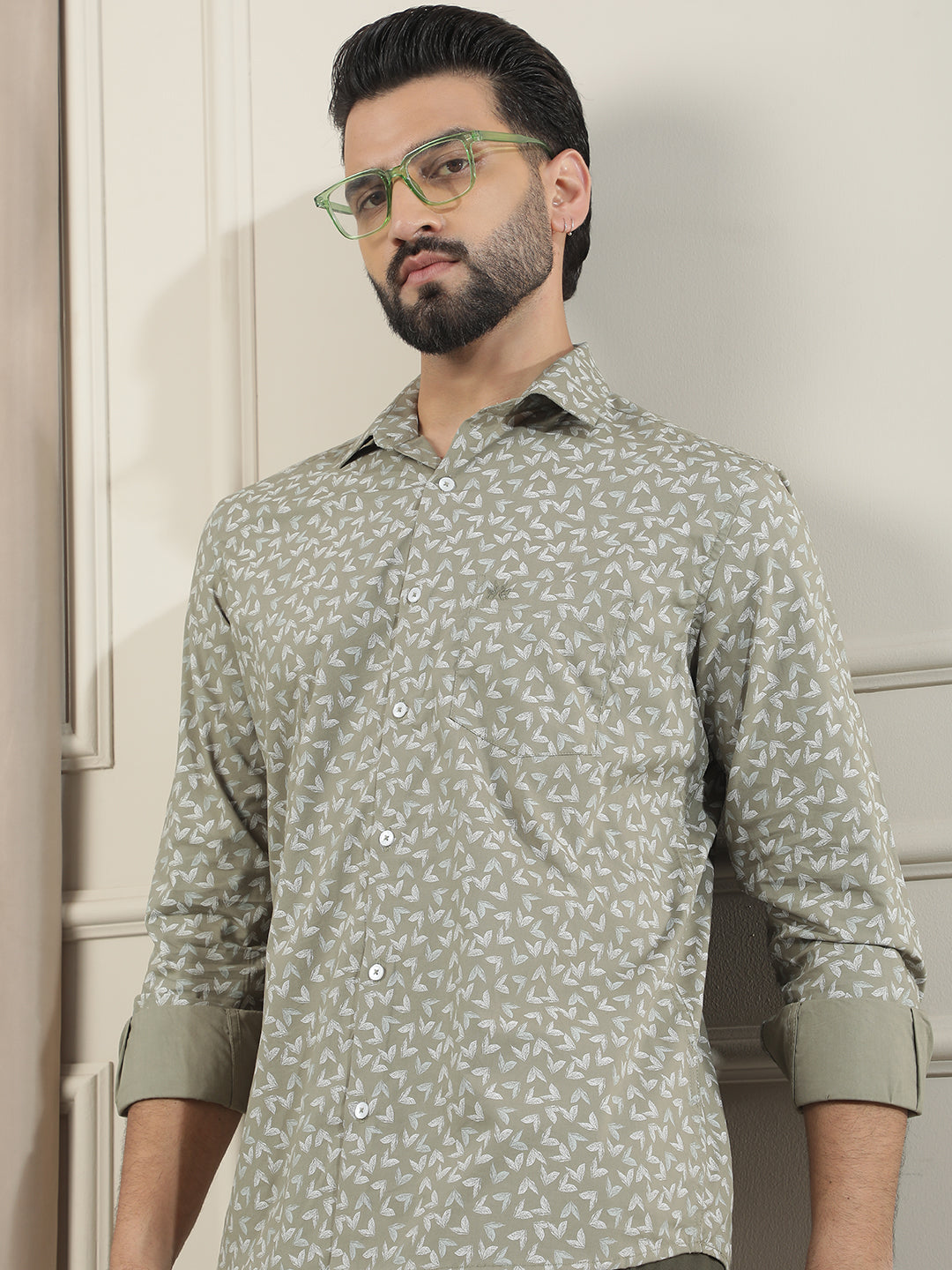 Urban Leaf Green Printed Shirt