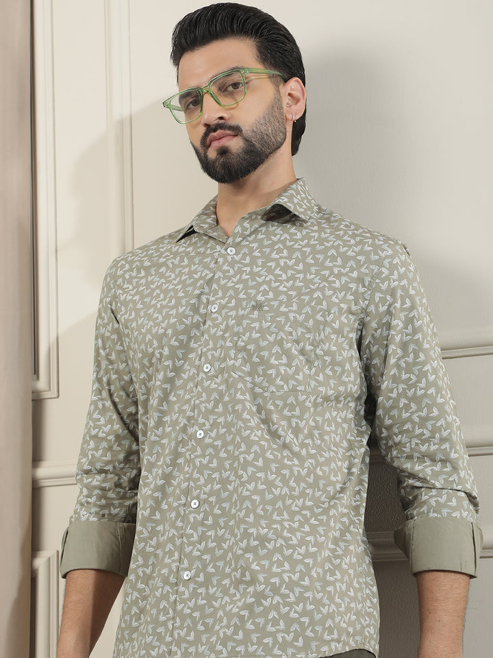 Urban Leaf Green Printed Shirt