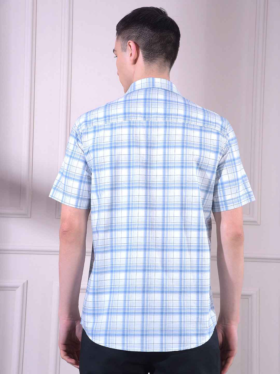 Blue 100% Cotton Checked Shirt