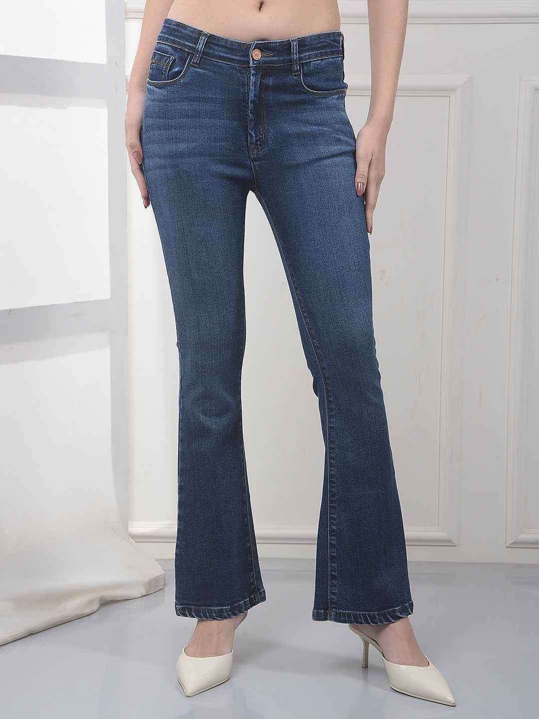 Blue Retro Bootcut Jeans