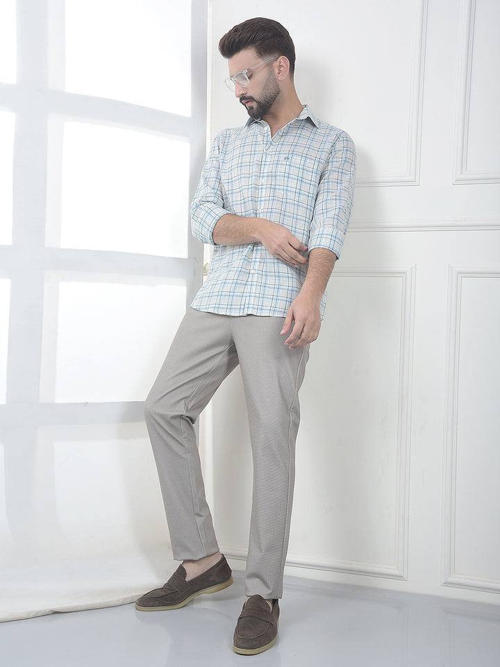 Periwinkle Blue Checked Linen Shirt