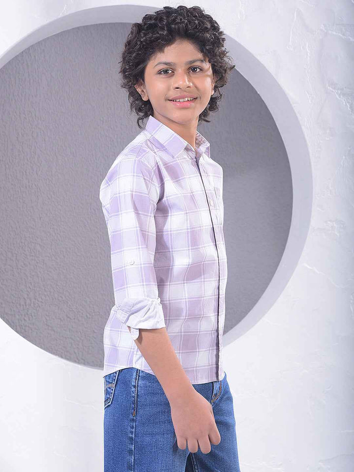 Purple Checked 100% Cotton Shirt