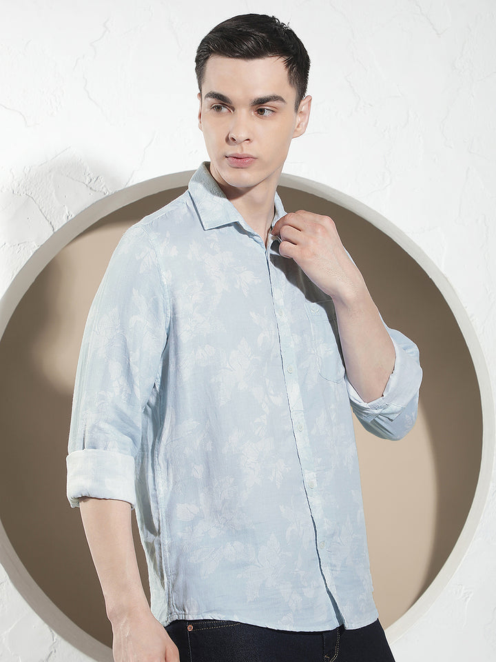 Blue Floral Print Shirt