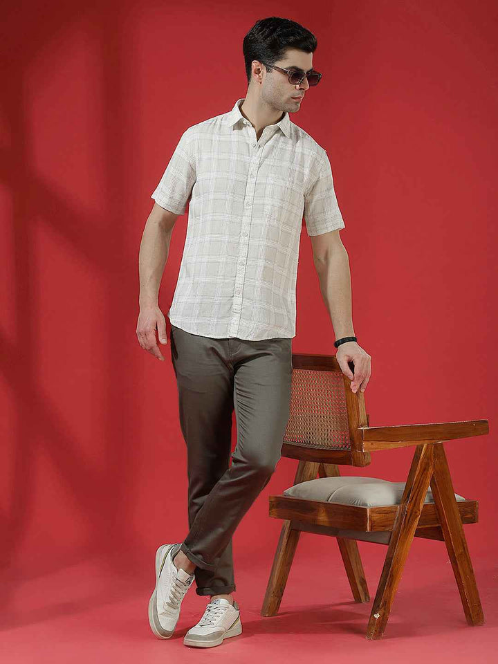 Olive Green Stretch Smart Trousers