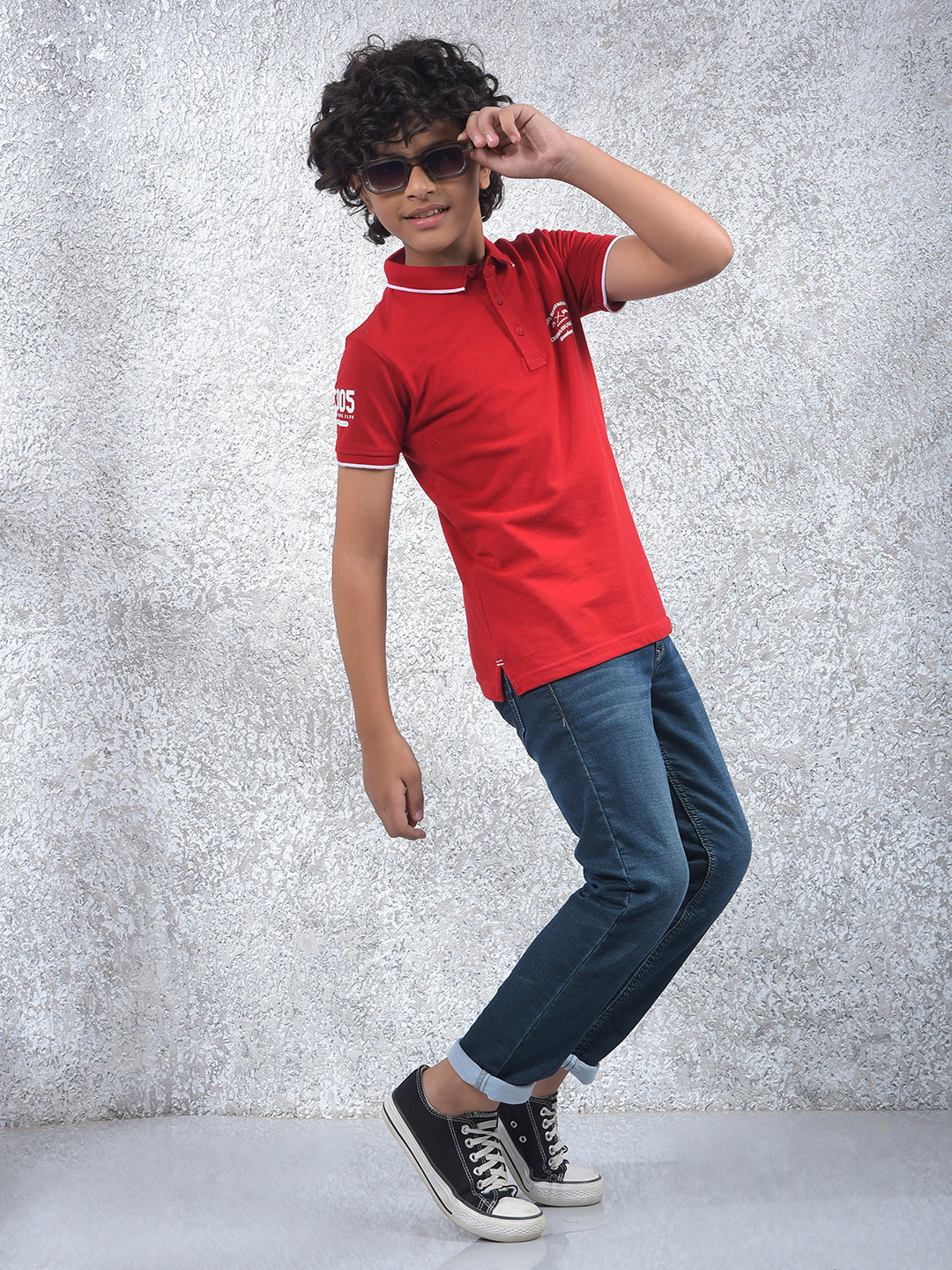 Pure Current Red Polo Neck T-Shirt