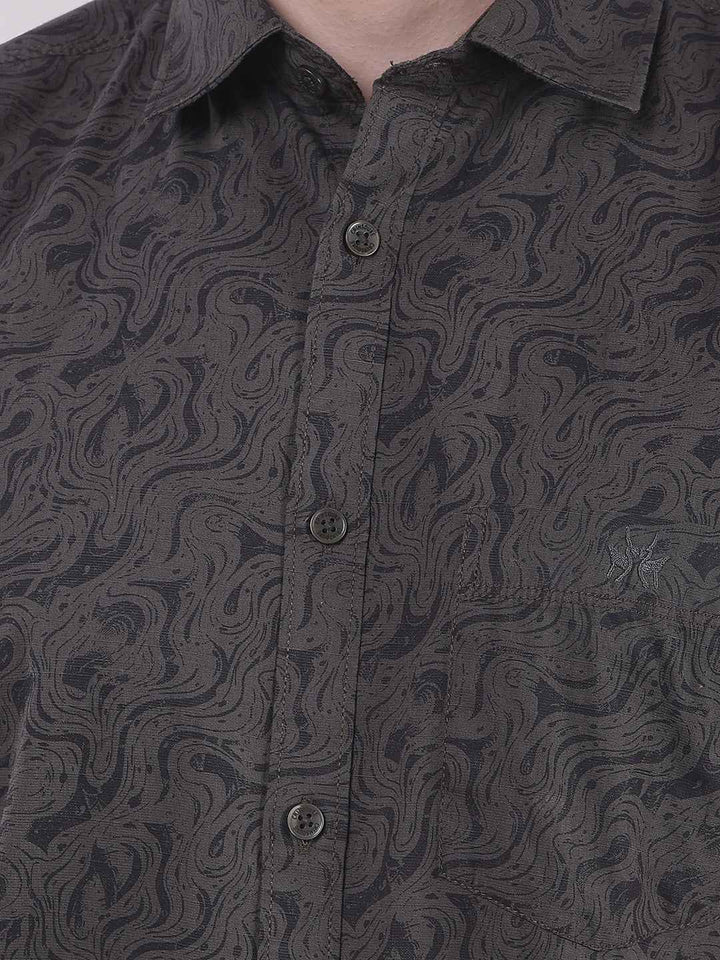 Green Abstract Print Shirt