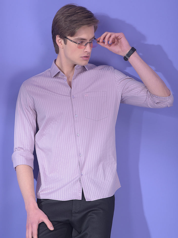 Purple Vertical Stripes 100% Cotton Shirt