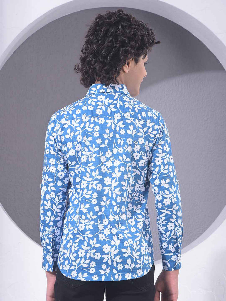 Blue Floral Print Shirt