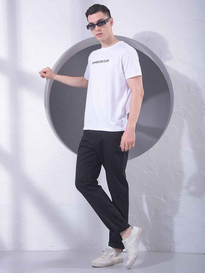 White Typographic Print T-Shirt