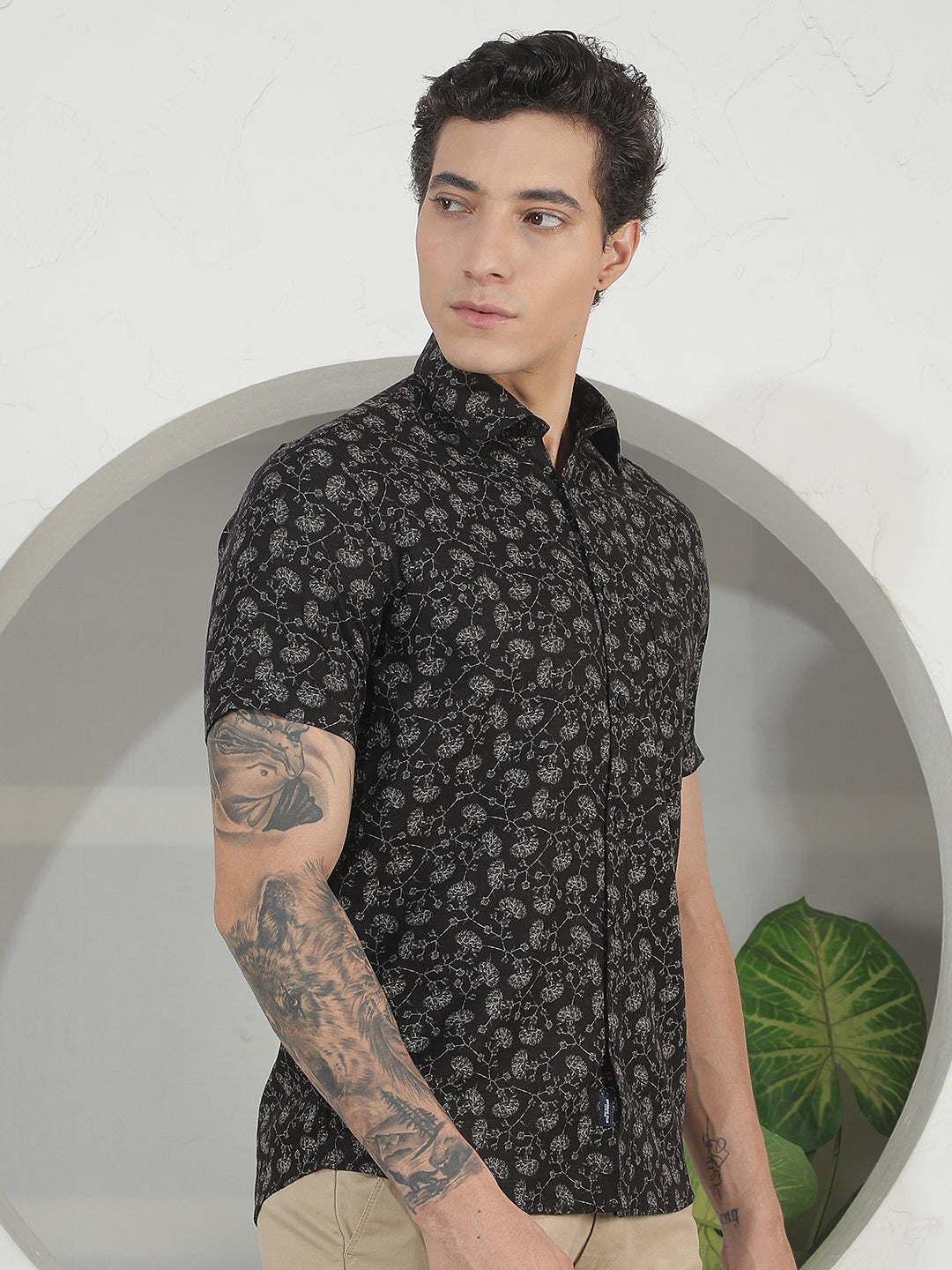 Black Floral Print Shirt