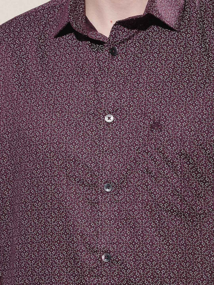 Trendy Wine Printed Shirt