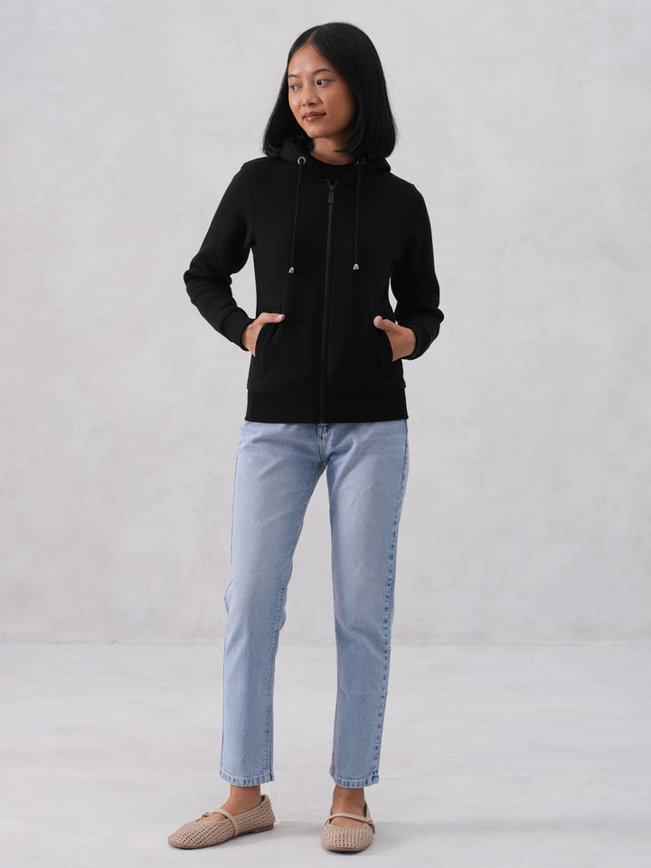 Black Hooded Neck Sweatshirt