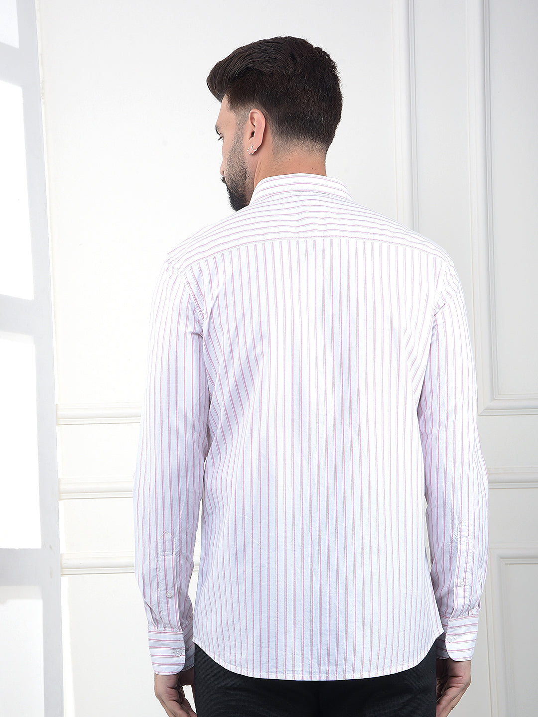 Pink Vertical Striped 100% Cotton Shirt
